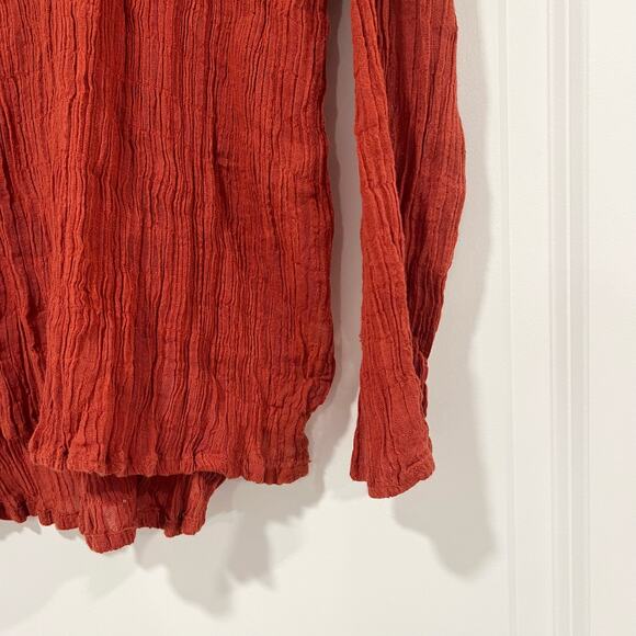 Aerie Women's Rust Colored Long Sleeve Cotton Blouse with Pocket Size S - Picture 5 of 9
